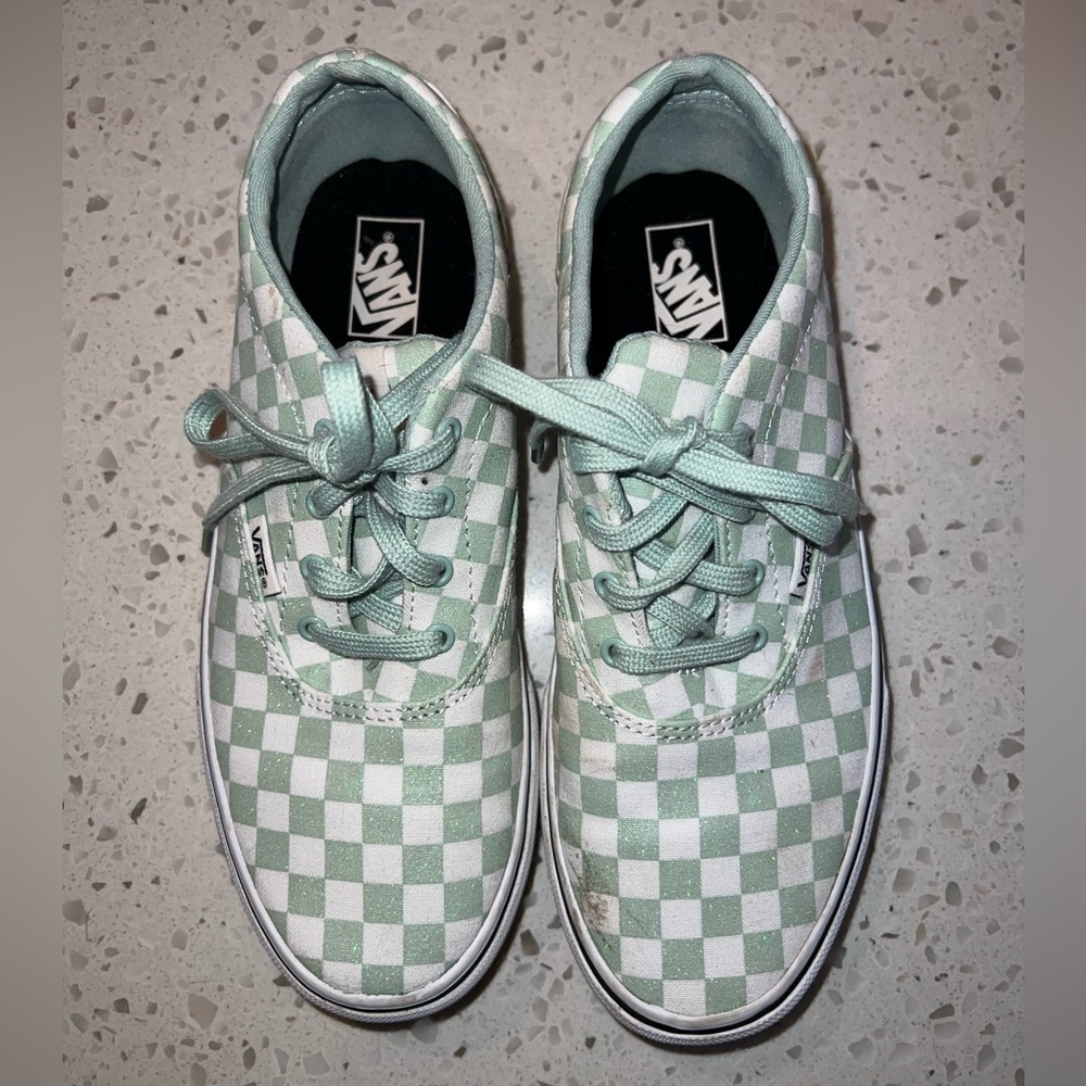 Girls vans size 5 sparkly mint shoes